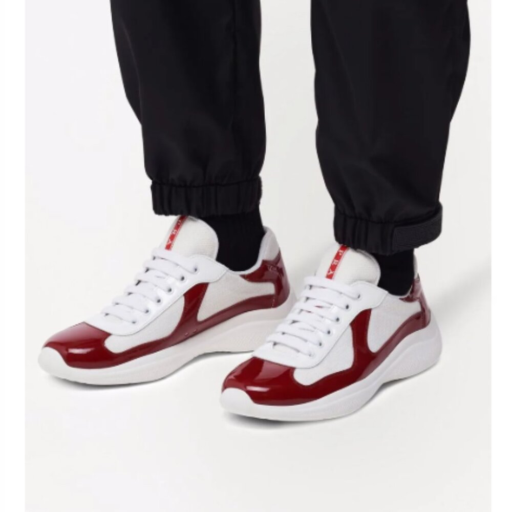 Prada Men's Patent Leather / Technical Fabric America's Cup Sneakers NEW IN BOX